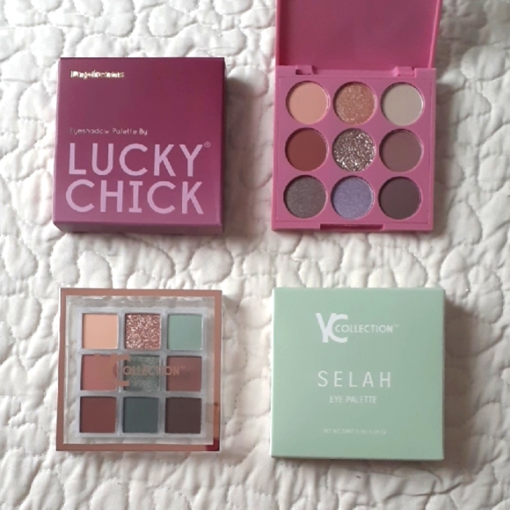 Set of 2 Eyeshadow Palettes - Lavender Neutrals and Mint, Browns, Gold  NIB